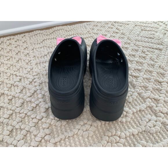 Crocs Siren Platform Clog Black with Pink Bow Jibbitz Size 9 - Picture 5 of 11